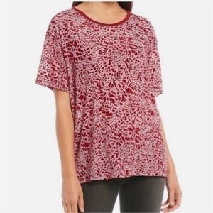 FREE PEOPLE We The Free Velvet Burnout Teddy Tee Berry Combo - S